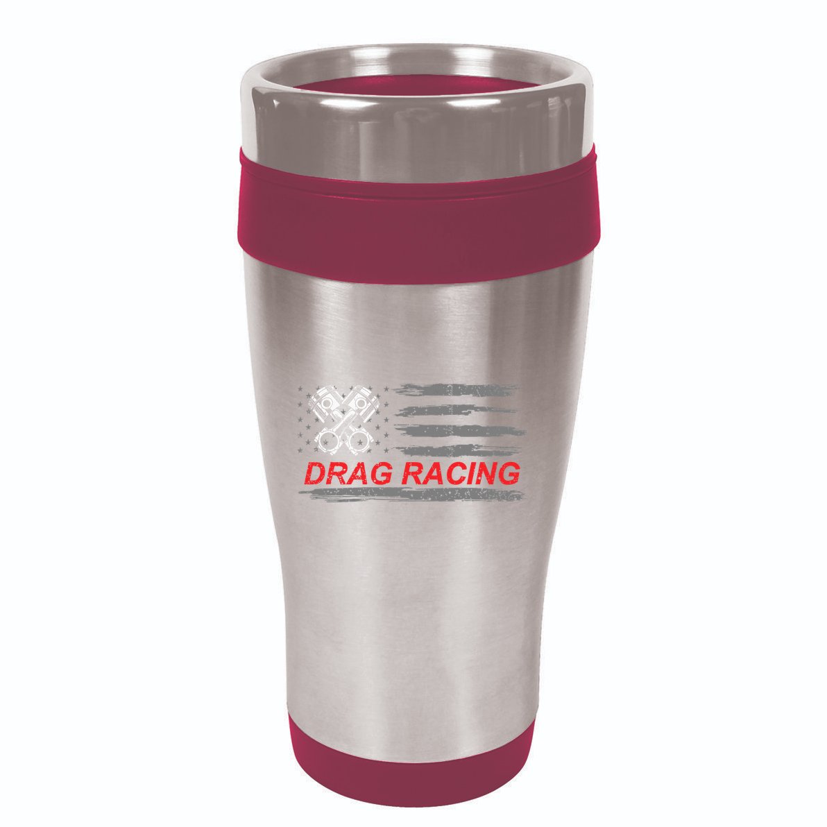 American Flag Drag Racing Car Lover 16oz Travel Tumbler
