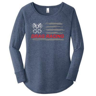 American Flag Drag Racing Car Lover Women's Perfect Tri Tunic Long Sleeve Shirt