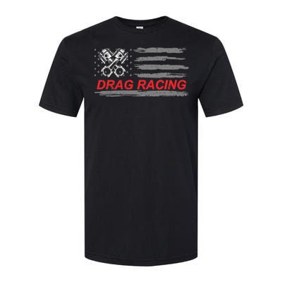 American Flag Drag Racing Car Lover Softstyle CVC T-Shirt