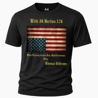 American Flag Distress Upside Down Thomas Jefferson Patriot Cooling Performance Crew T-Shirt