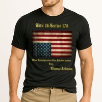 American Flag Distress Upside Down Thomas Jefferson Patriot Cooling Performance Crew T-Shirt
