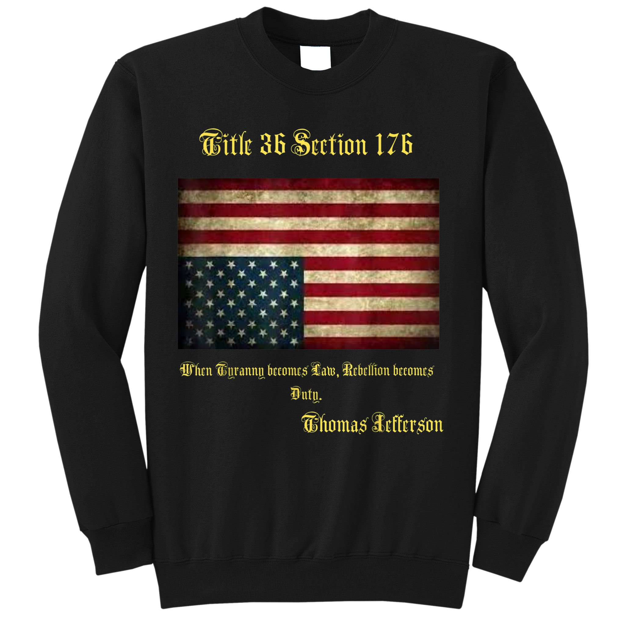 American Flag Distress Upside Down Thomas Jefferson Patriot Sweatshirt