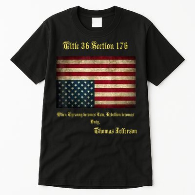 American Flag Distress Upside Down Thomas Jefferson Patriot Tall T-Shirt