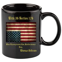 American Flag Distress Upside Down Thomas Jefferson Patriot 11oz C Handle Ceramic Mug
