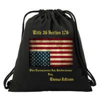 American Flag Distress Upside Down Thomas Jefferson Patriot Drawstring Bag