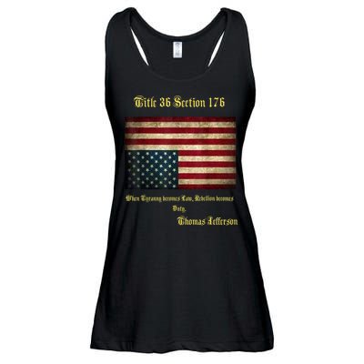 American Flag Distress Upside Down Thomas Jefferson Patriot Ladies Essential Flowy Tank