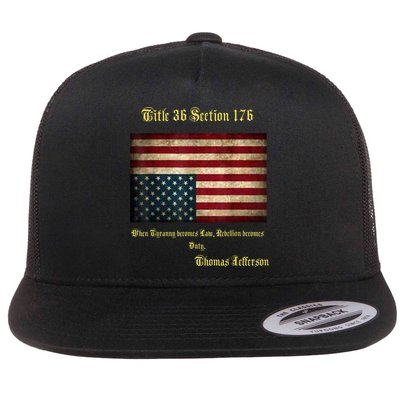 American Flag Distress Upside Down Thomas Jefferson Patriot Flat Bill Trucker Hat