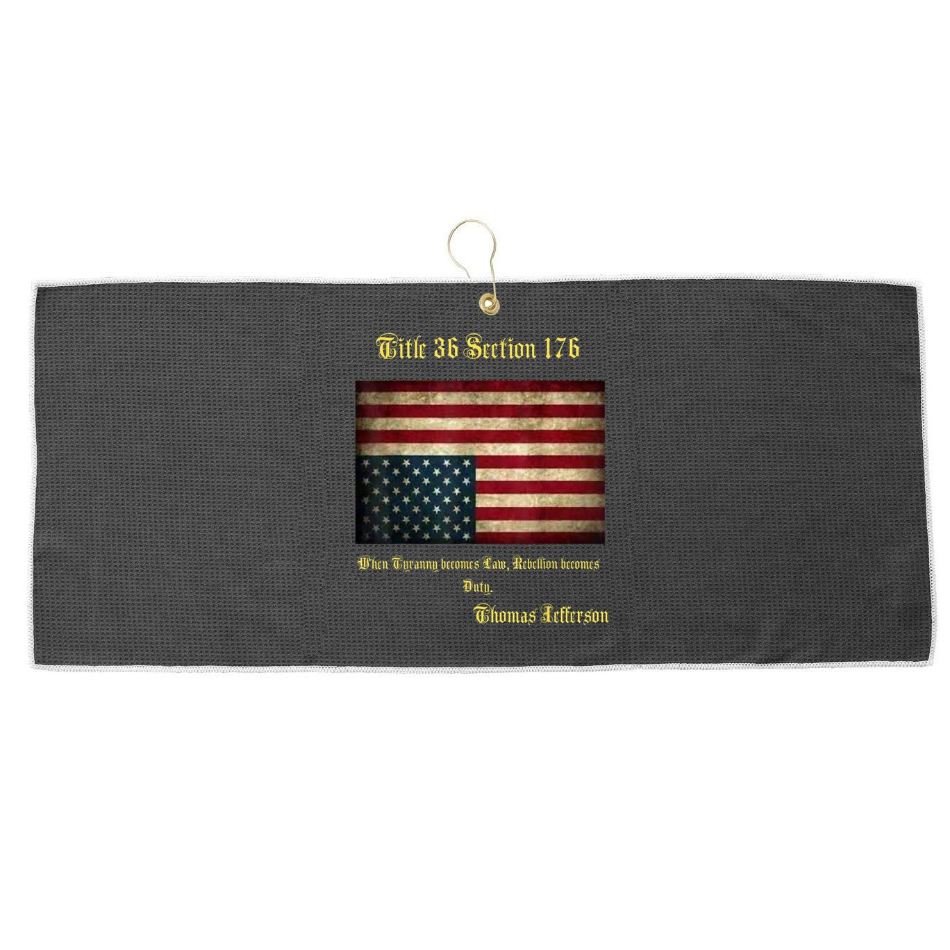 American Flag Distress Upside Down Thomas Jefferson Patriot Large Microfiber Waffle Golf Towel