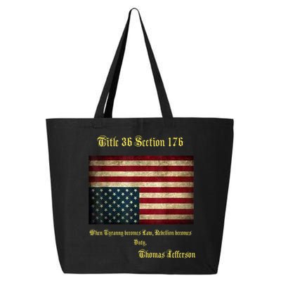 American Flag Distress Upside Down Thomas Jefferson Patriot 25L Jumbo Tote