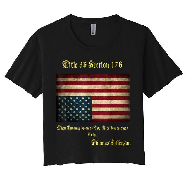 American Flag Distress Upside Down Thomas Jefferson Patriot Crop Top