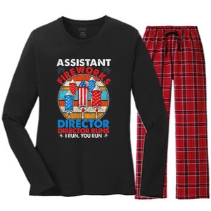 Assistant Fireworks Director USA Independence Day July 4th Gift Women's Long Sleeve Flannel Pajama Set 