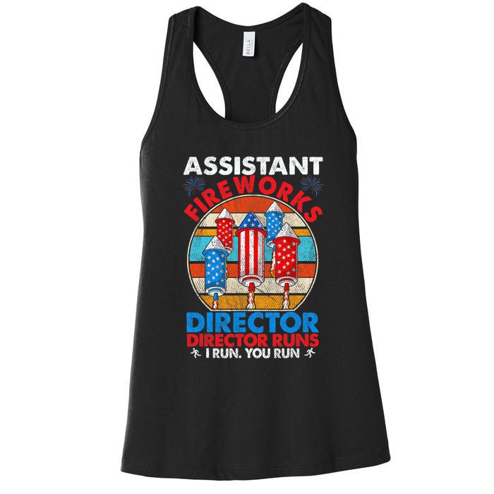 Assistant Fireworks Director USA Independence Day July 4th Gift Women's Racerback Tank