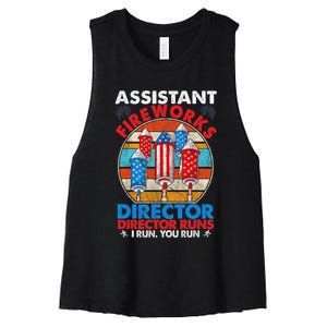 Assistant Fireworks Director USA Independence Day July 4th Gift Women's Racerback Cropped Tank