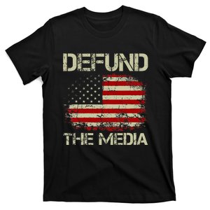 American Flag Defund The Media T-Shirt