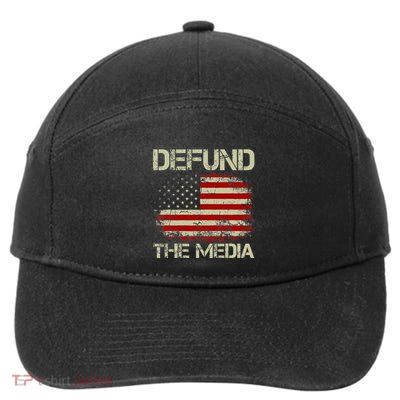 American Flag Defund The Media 7-Panel Snapback Hat