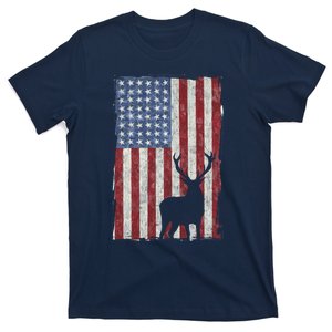 American Flag Deer Hunting Distressed USA T-Shirt