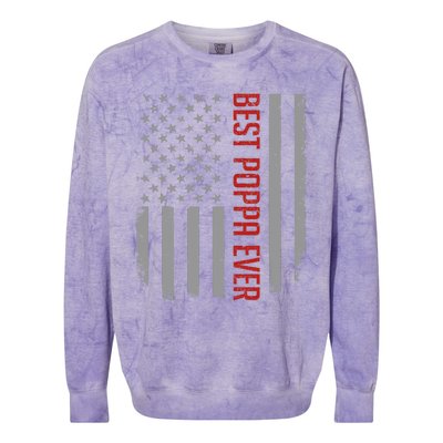 American Flag Dad Gift For Fathers Day Best Poppa Ever Colorblast Crewneck Sweatshirt