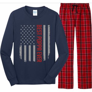 American Flag Dad Gift For Fathers Day Best Poppa Ever Long Sleeve Pajama Set