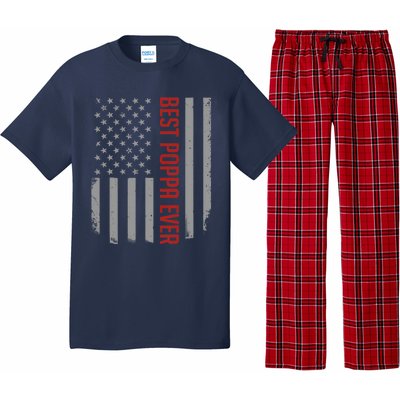 American Flag Dad Gift For Fathers Day Best Poppa Ever Pajama Set