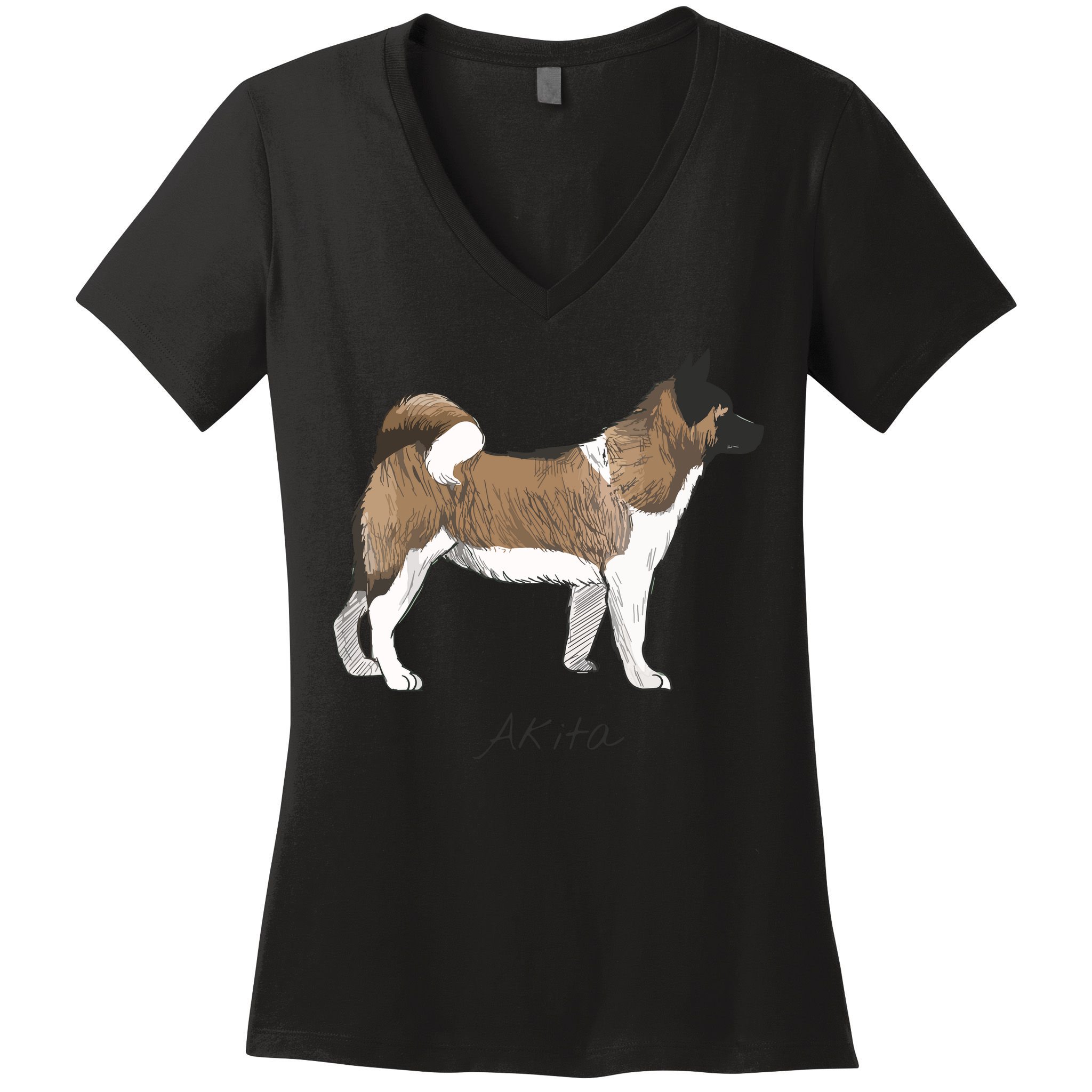 Akita Fun Doggy Women's V-Neck T-Shirt