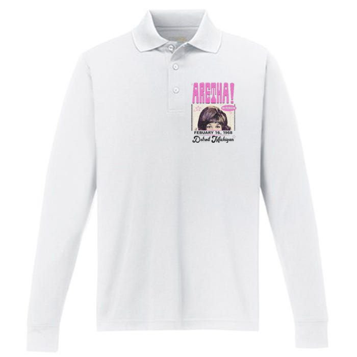 Aretha Franklin DETROIT Performance Long Sleeve Polo