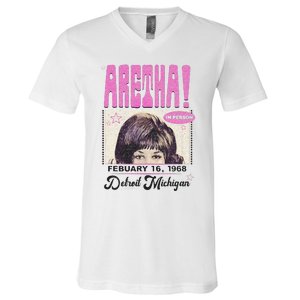 Aretha Franklin DETROIT V-Neck T-Shirt