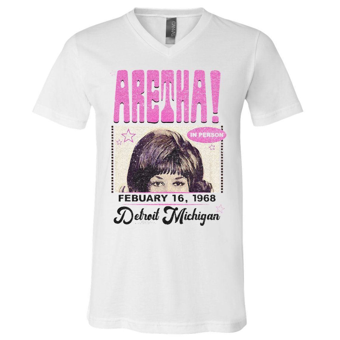 Aretha Franklin DETROIT V-Neck T-Shirt