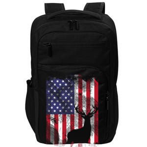 American Flag Deer Elk Hunting USA Patriotic Hunter Gift Impact Tech Backpack