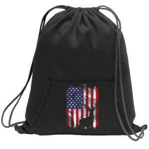 American Flag Deer Elk Hunting USA Patriotic Hunter Gift Sweatshirt Cinch Pack Bag