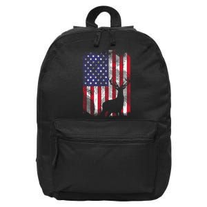 American Flag Deer Elk Hunting USA Patriotic Hunter Gift 16 in Basic Backpack