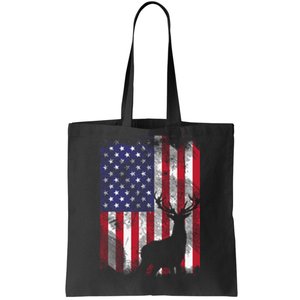 American Flag Deer Elk Hunting USA Patriotic Hunter Gift Tote Bag