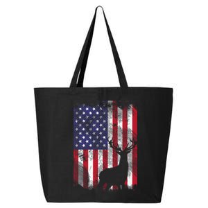 American Flag Deer Elk Hunting USA Patriotic Hunter Gift 25L Jumbo Tote