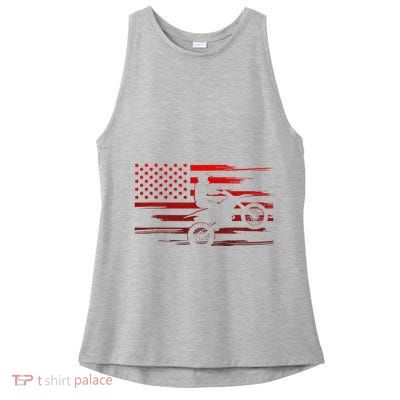 American Flag Dirt Bike Apparel Dirt Bike Motocross Ladies PosiCharge Tri-Blend Wicking Tank