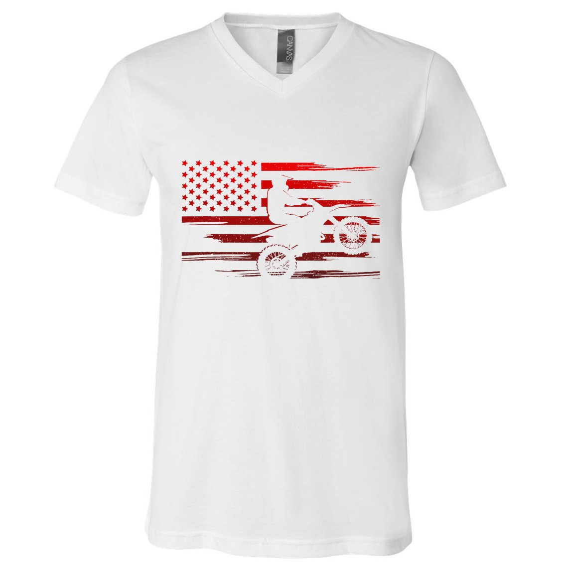 American Flag Dirt Bike Apparel Dirt Bike Motocross V-Neck T-Shirt