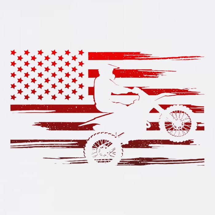 American Flag Dirt Bike Apparel Dirt Bike Motocross V-Neck T-Shirt
