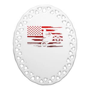 American Flag Dirt Bike Apparel Dirt Bike Motocross Ceramic Oval Ornament