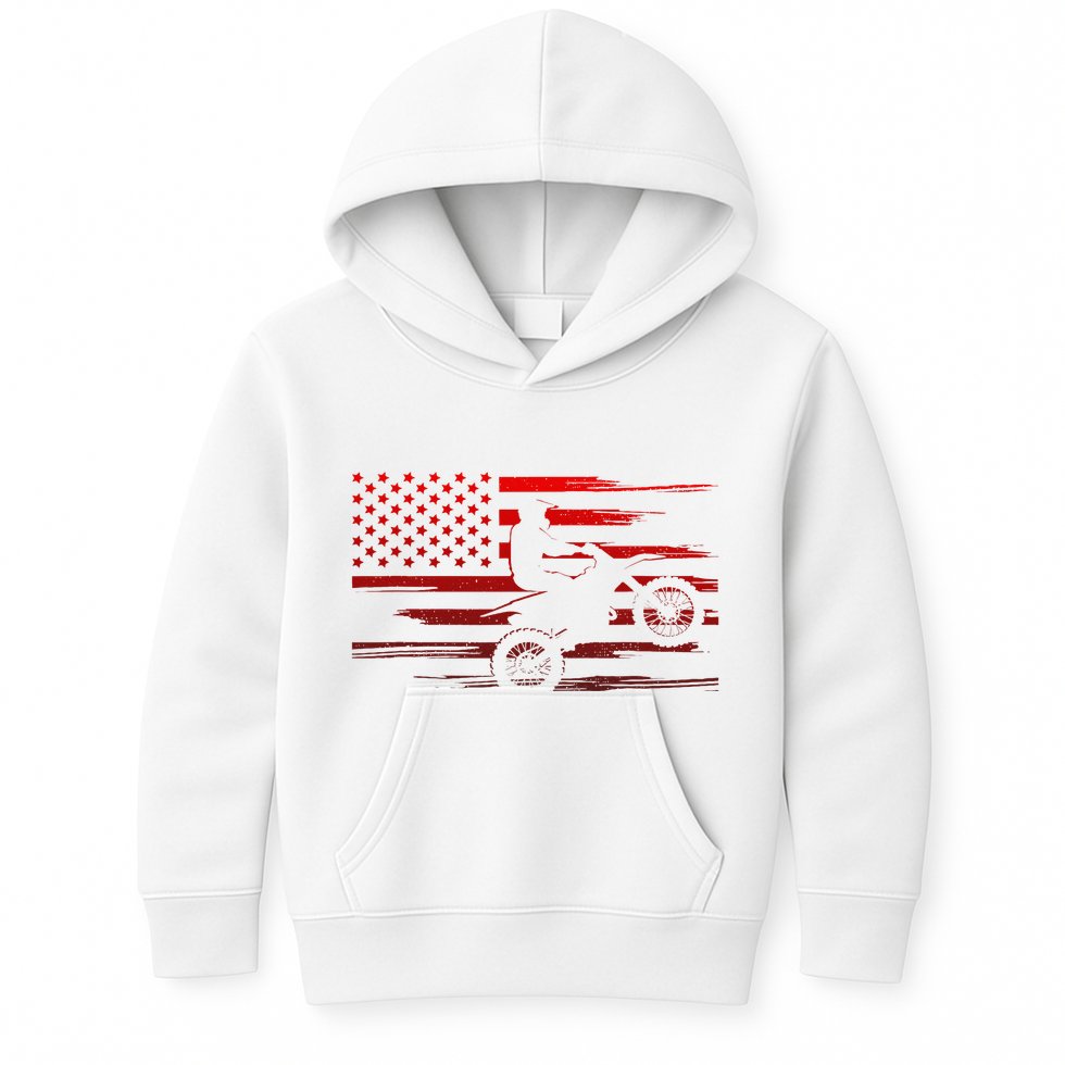 American Flag Dirt Bike Apparel Dirt Bike Motocross Kids Hoodie