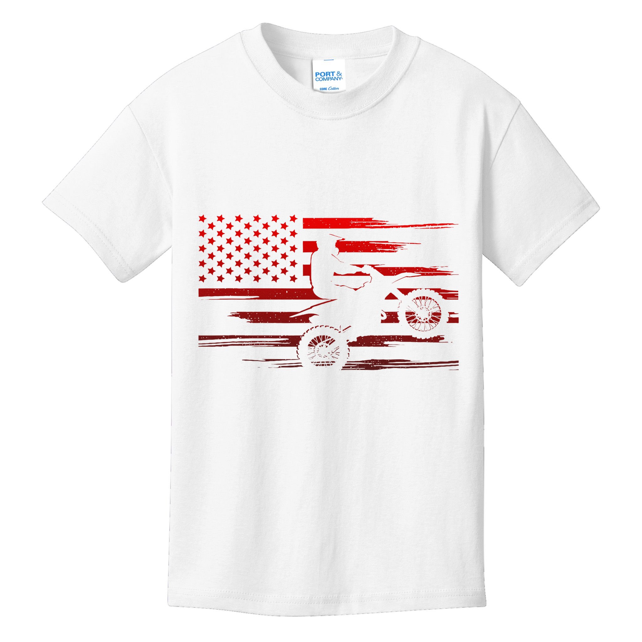 American Flag Dirt Bike Apparel Dirt Bike Motocross Kids T-Shirt