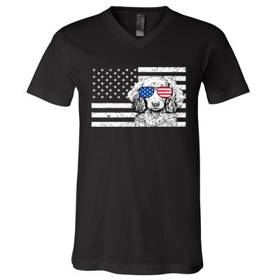 American Flag Dachshund Weiner Dog Us Patriotic Gift V-Neck T-Shirt