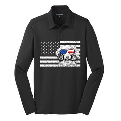 American Flag Dachshund Weiner Dog Us Patriotic Gift Silk Touch Performance Long Sleeve Polo