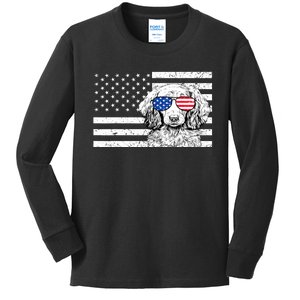 American Flag Dachshund Weiner Dog Us Patriotic Gift Kids Long Sleeve Shirt