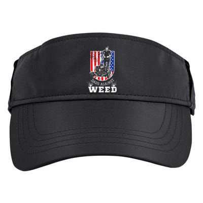 American Flag Dads Against Weed Funny Lawn Mowing Fathers Adult Drive Performance Visor