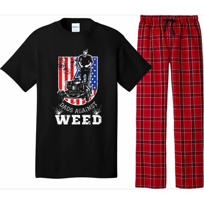 American Flag Dads Against Weed Funny Lawn Mowing Fathers Pajama Set