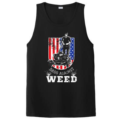 American Flag Dads Against Weed Funny Lawn Mowing Fathers PosiCharge Competitor Tank