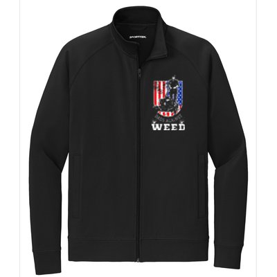 American Flag Dads Against Weed Funny Lawn Mowing Fathers Stretch Full-Zip Cadet Jacket