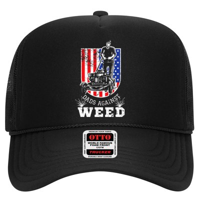 American Flag Dads Against Weed Funny Lawn Mowing Fathers Trucker Hat