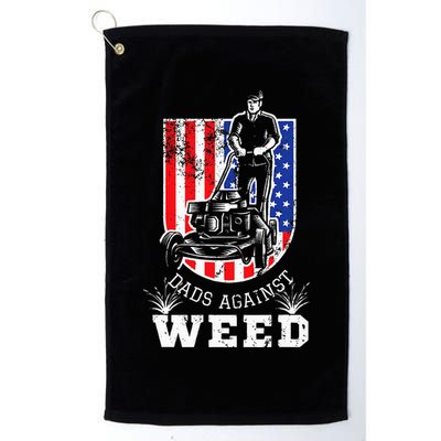 American Flag Dads Against Weed Funny Lawn Mowing Fathers Golf Towel