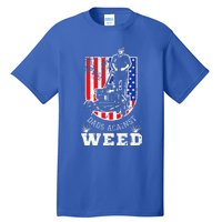 American Flag Dads Against Weed Funny Lawn Mowing Fathers Tall T-Shirt