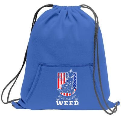 American Flag Dads Against Weed Funny Lawn Mowing Fathers Sweatshirt Cinch Pack Bag