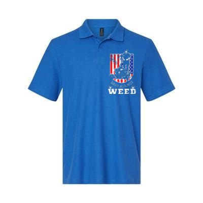 American Flag Dads Against Weed Funny Lawn Mowing Fathers Softstyle Adult Sport Polo